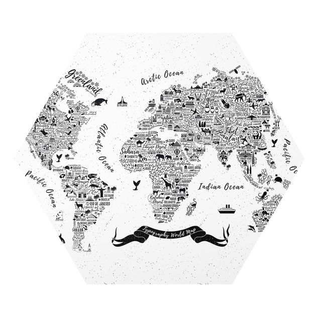 Forex tableau Typographie Carte du Monde Blanche