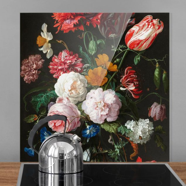 Déco murale cuisine Jan Davidsz De Heem - Nature morte avec des fleurs dans un vase en verre