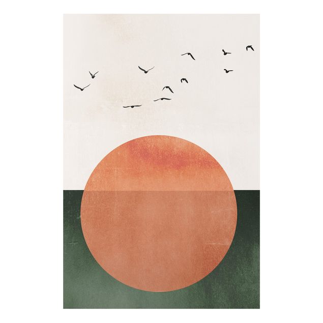 Tableaux paysage Volée d'oiseaux devant le soleil levant