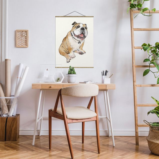 Tableau avec chien Illustration Chien Bulldog Peinture