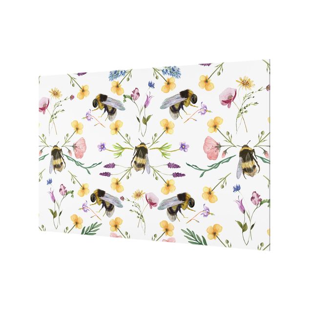 Fonds de hotte - Bees With Flowers - Format paysage 1:1