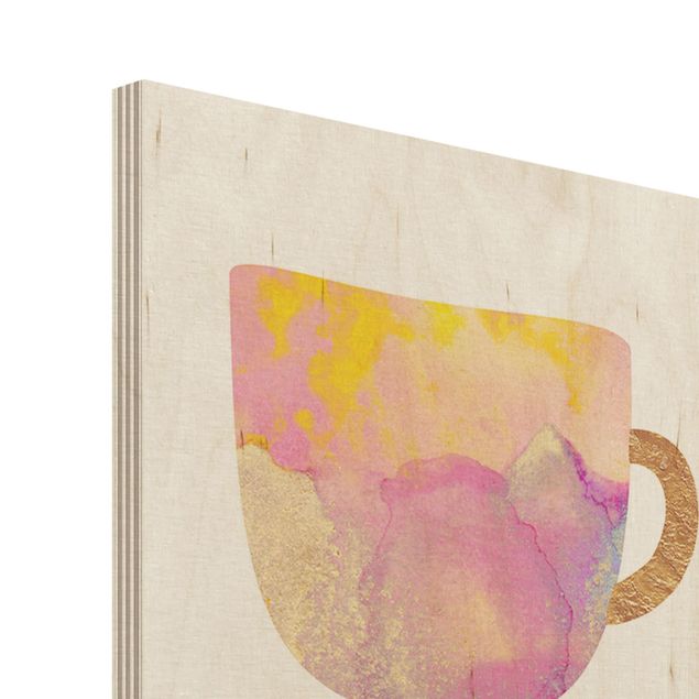 Impression sur bois - Golden Mugs With Light Pink