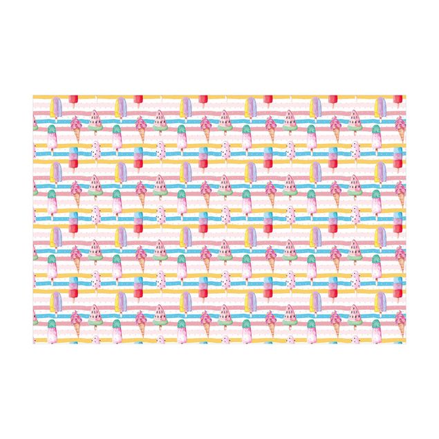tapis multicolore moderne Aquarelle Crème glacée avec des points