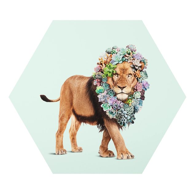 Tableaux fleurs Lion avec Succulents