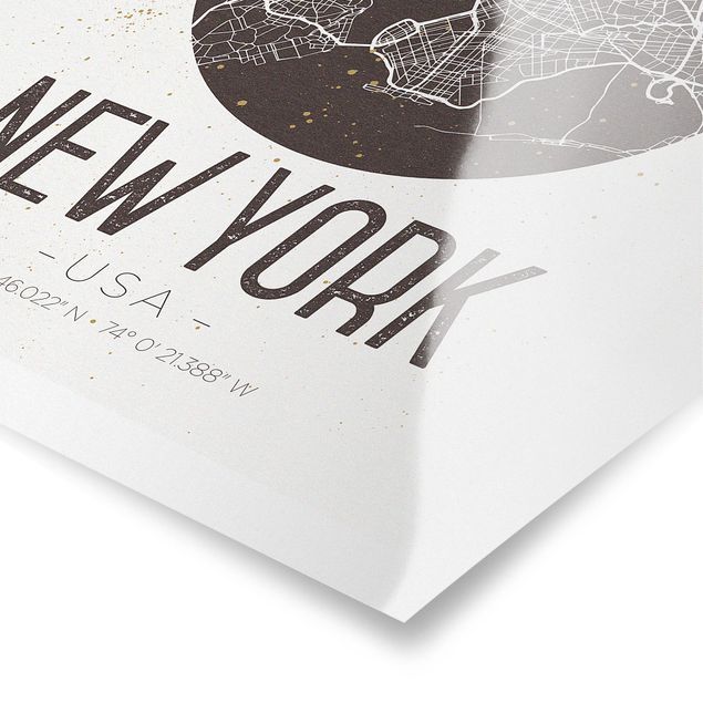 Tableau marron Plan de la ville de New York - Rétro