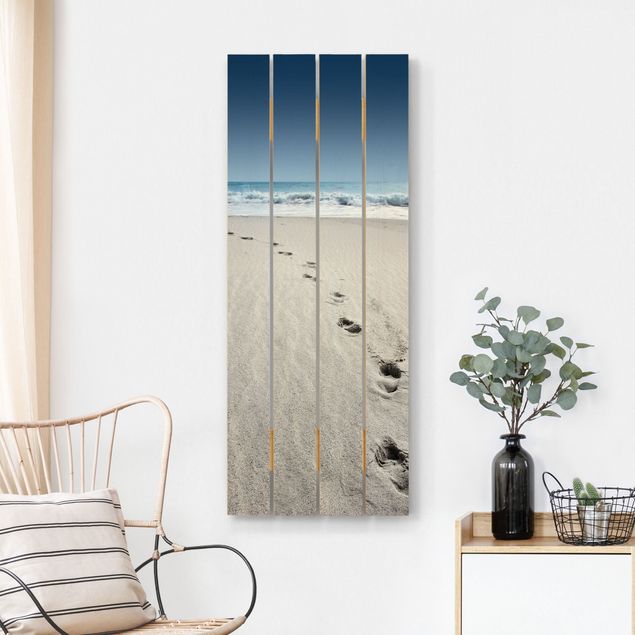 Tableaux en bois avec paysage Traces dans le sable