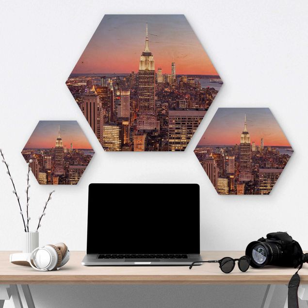 Hexagone en bois - Sunset Manhattan New York City