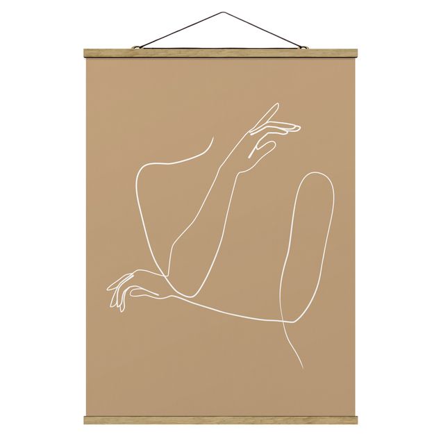 Tableaux abstraits Line Art Mains Femme Beige