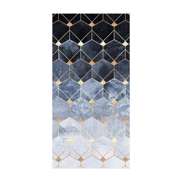 tapis modernes Géométrie bleue dorée Art Déco