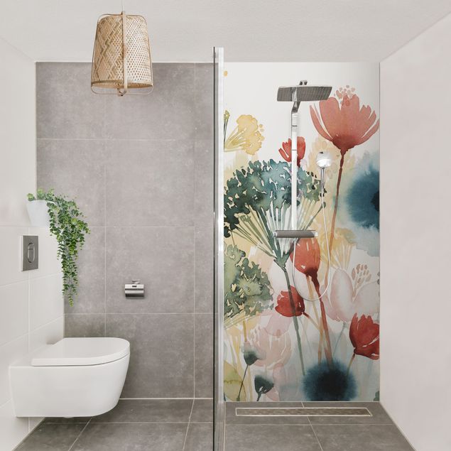 Panneau mural salle de bain Fleurs sauvages en été I
