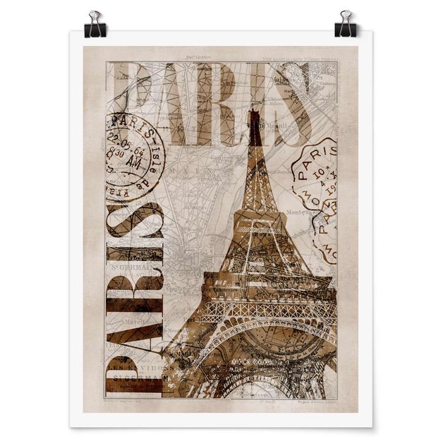 Tableaux vintage Collage Shabby Chic - Paris