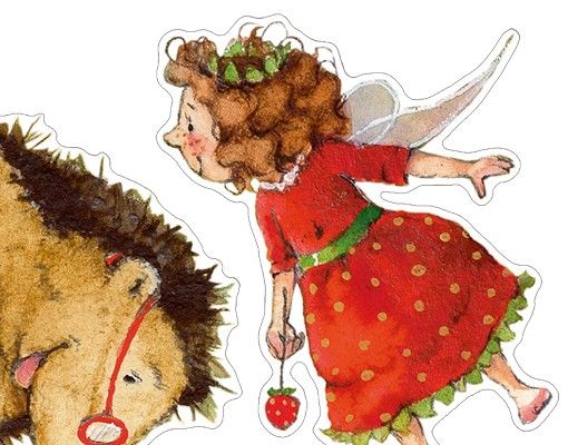 Stickers muraux Lot d'autocollants The Strawberry Fairy - avec le Hérisson