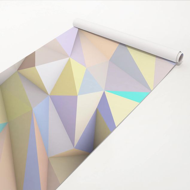 Adhésif meuble motif Triangles géométriques pastel en 3D
