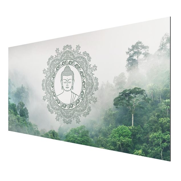 Tableau Asie Mandala de Bouddha dans le brouillard
