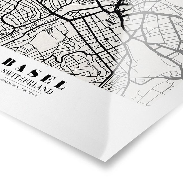 Tableaux muraux Plan de la ville de Bâle - Classique