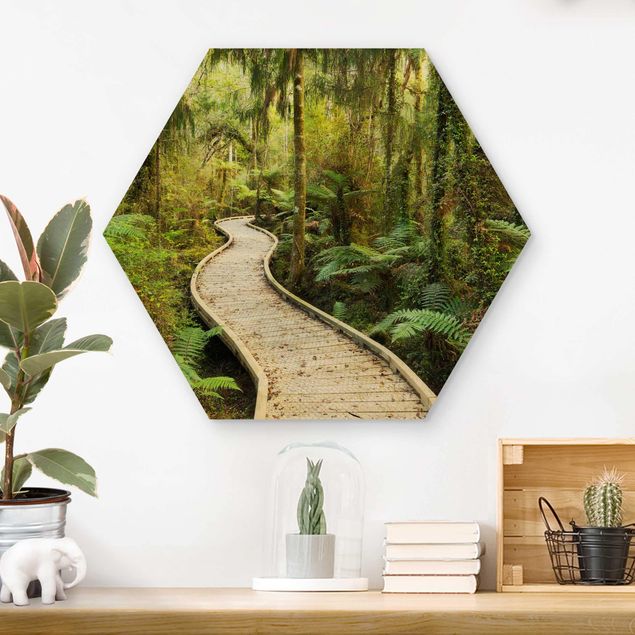 Tableaux en bois avec paysage Chemin dans la jungle