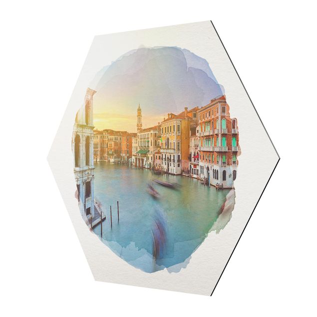 Tableaux muraux Aquarelles - Grand Canal Vue du pont du Rialto Venise