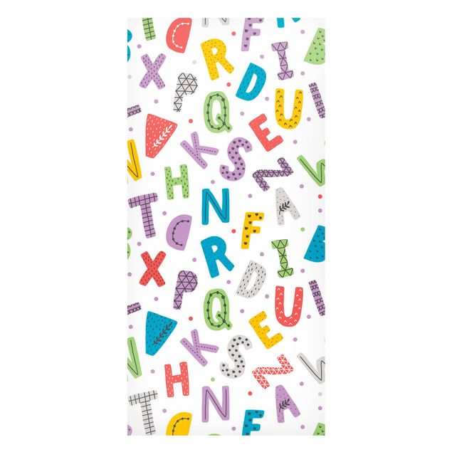 Tableaux moderne Alphabet à pois et cœurs en couleur