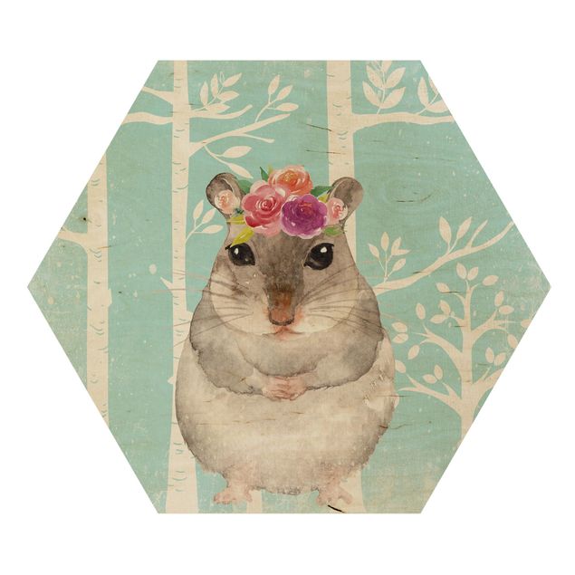 Tableaux turquoise Aquarelle Hamster Turquoise