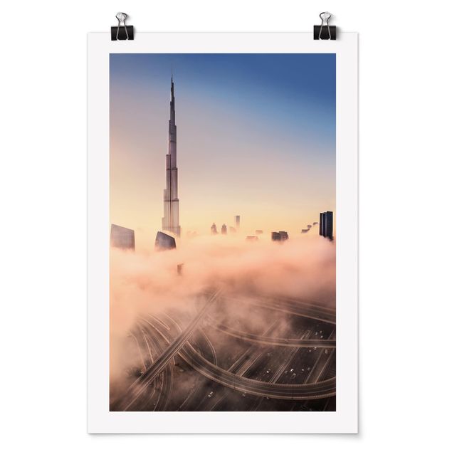 Posters villes Silhouette urbaine céleste de Dubaï