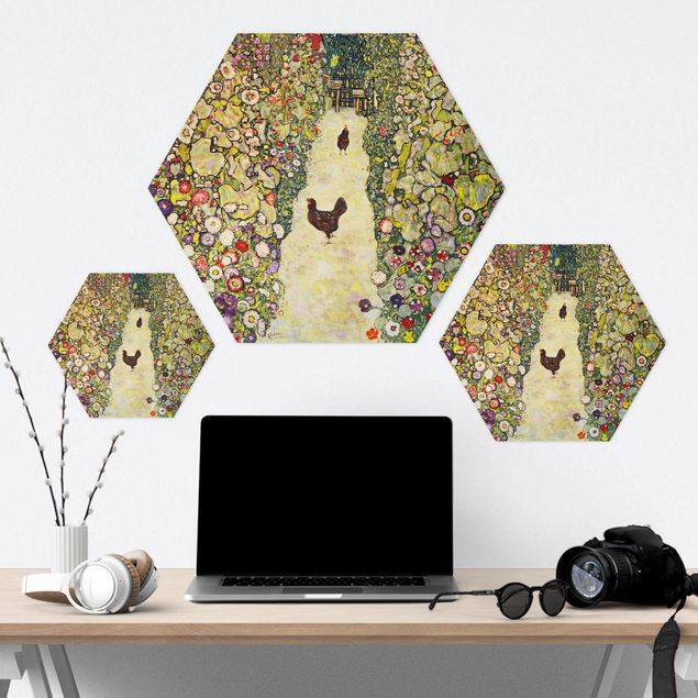 Tableau décoration Gustav Klimt - Chemin de jardin avec poules