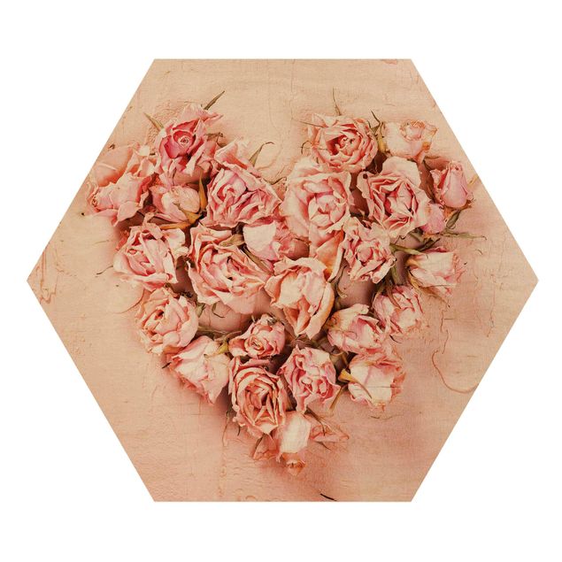 Hexagone en bois - Rose Heart