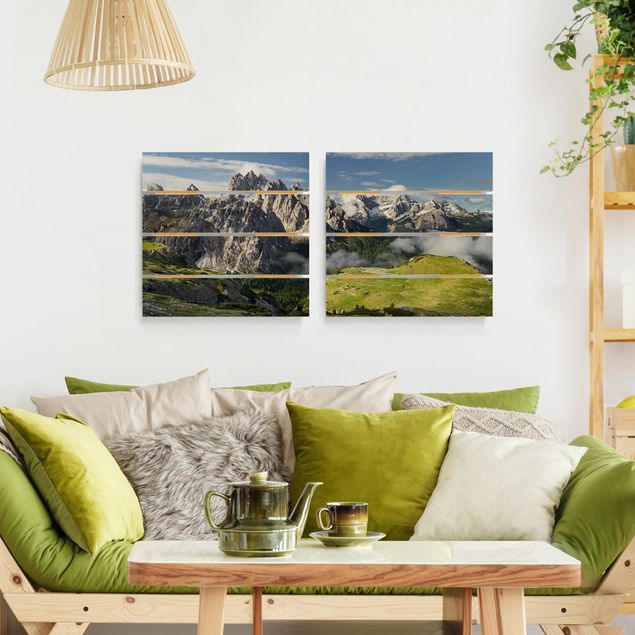 Tableaux en bois avec paysage Alpes italiennes