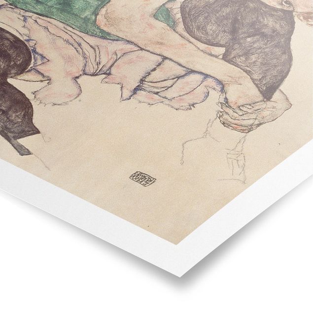 Tableaux portraits Egon Schiele - Femme assise avec un genou en l'air