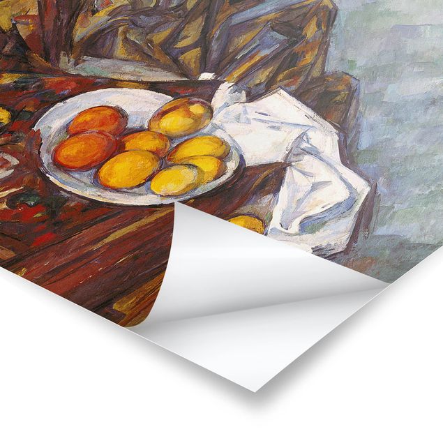 Tableau reproduction Paul Cézanne - Nature morte, rideau de fleurs et fruits