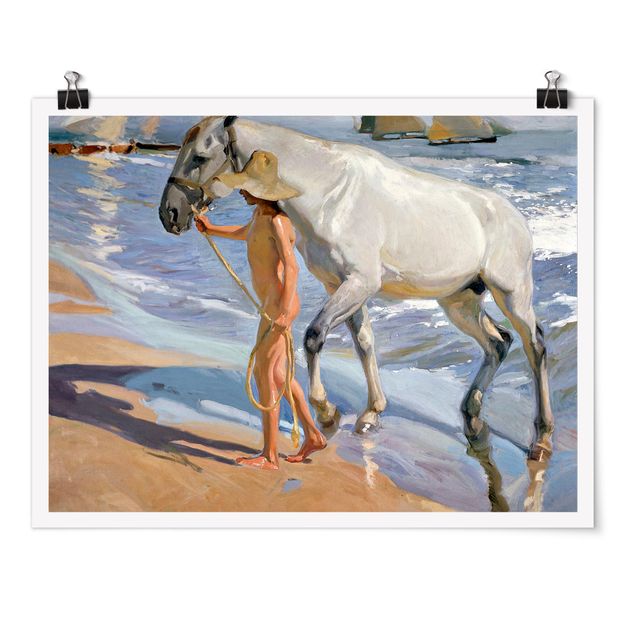Tableau mer Joaquin Sorolla - Le bain du cheval
