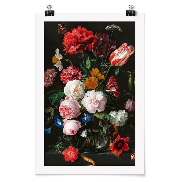 Tableaux fleurs Jan Davidsz De Heem - Nature morte avec des fleurs dans un vase en verre