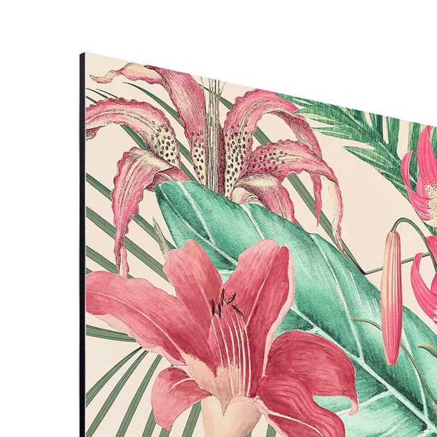 Tableau multicolore Paradis floral Perroquet Tropical