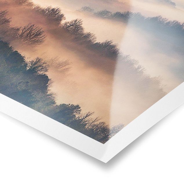 Tableaux modernes Brouillard au coucher du soleil