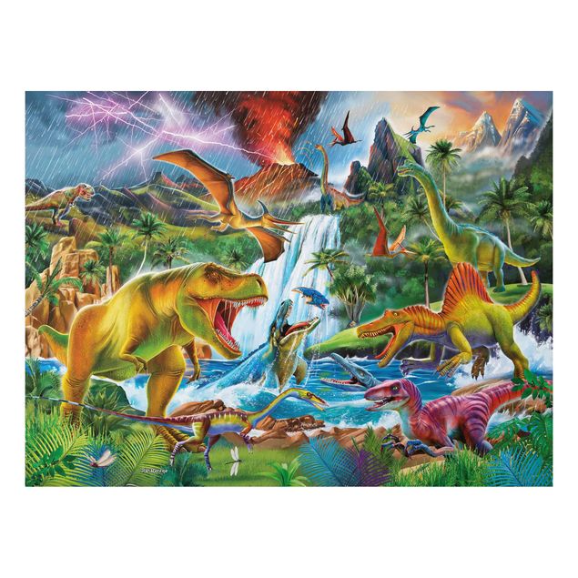 Tableaux modernes Dinosaures dans une tempête préhistorique
