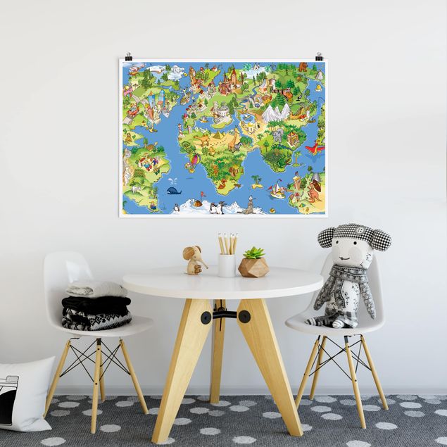 Tableaux moderne Grande et drôle carte du monde