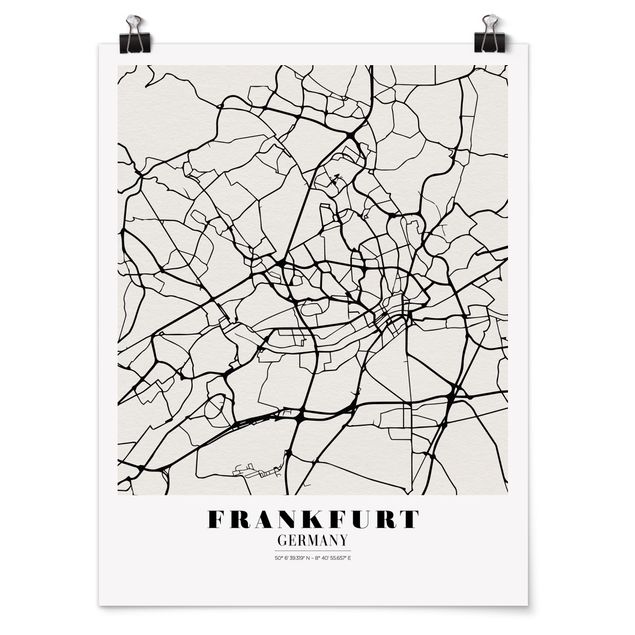 Tableaux carte du monde Plan de ville de Francfort - Classique