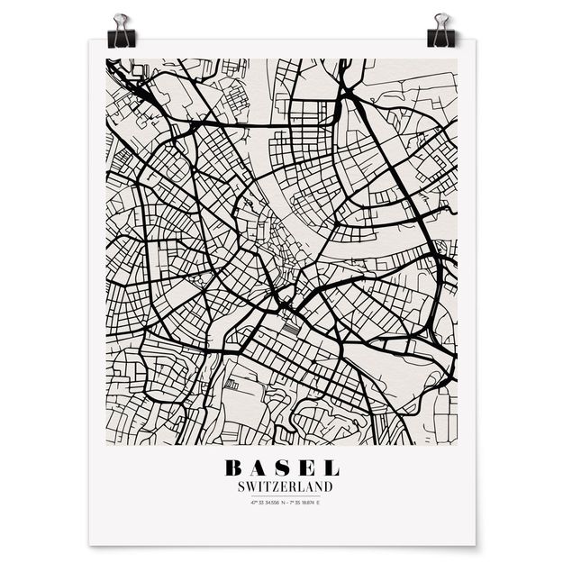 Tableaux mappemonde Plan de la ville de Bâle - Classique