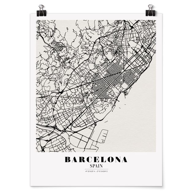 Tableaux carte du monde Plan de ville de Barcelone - Classique