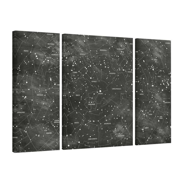 Tableau toile ville Carte des constellations aspect tableau noir