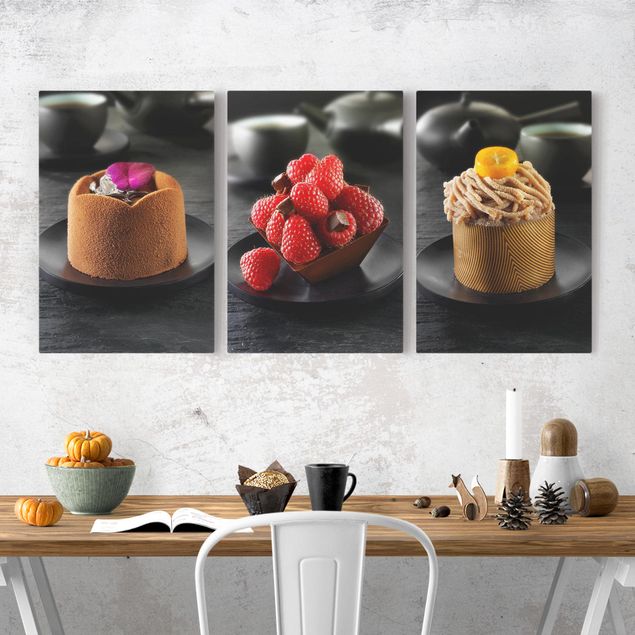 Déco murale cuisine Mini-cake au chocolat avec framboises