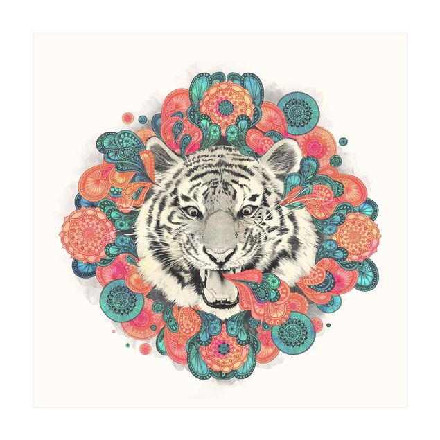 Tapis floraux Illustration Tigre Dessin Mandala Paisley