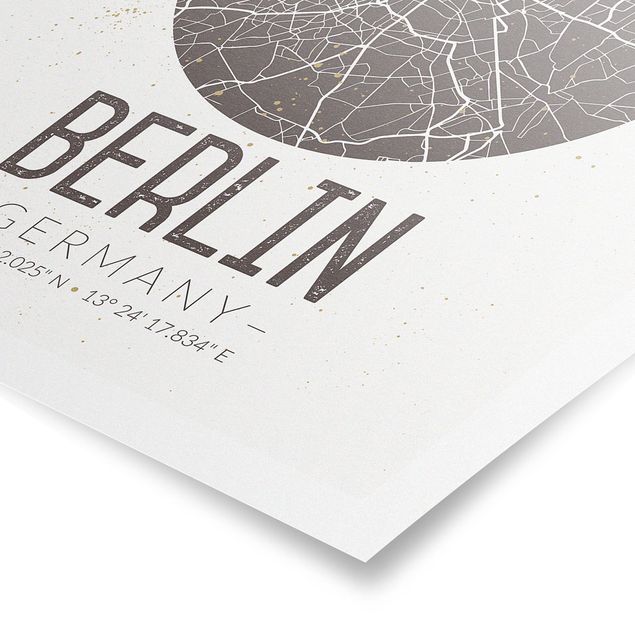 Poster mappemonde Plan de Ville de Berlin - Rétro