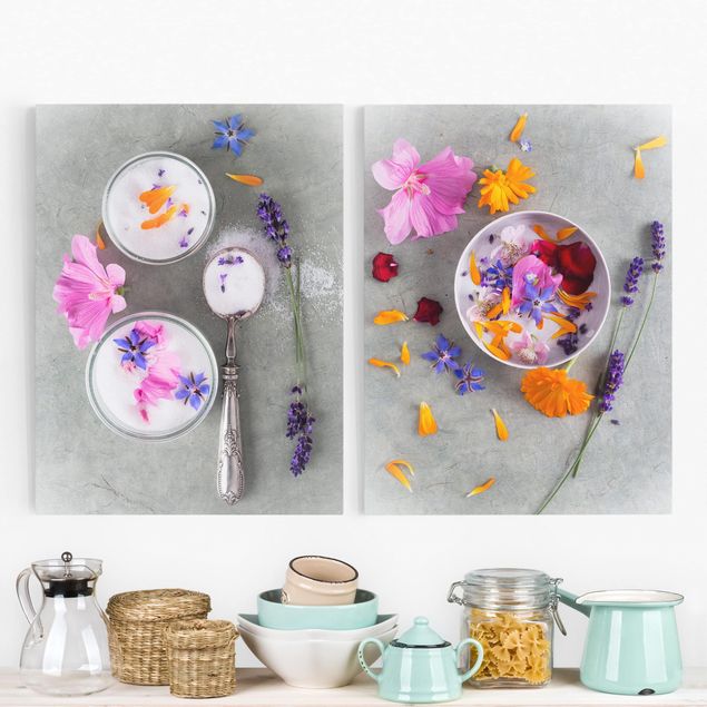 Impression sur toile 2 parties - Flowers with sugar