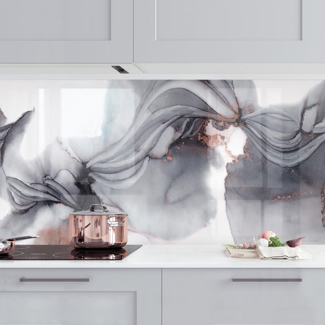 Déco murale cuisine Méduse noire aux reflets cuivrés