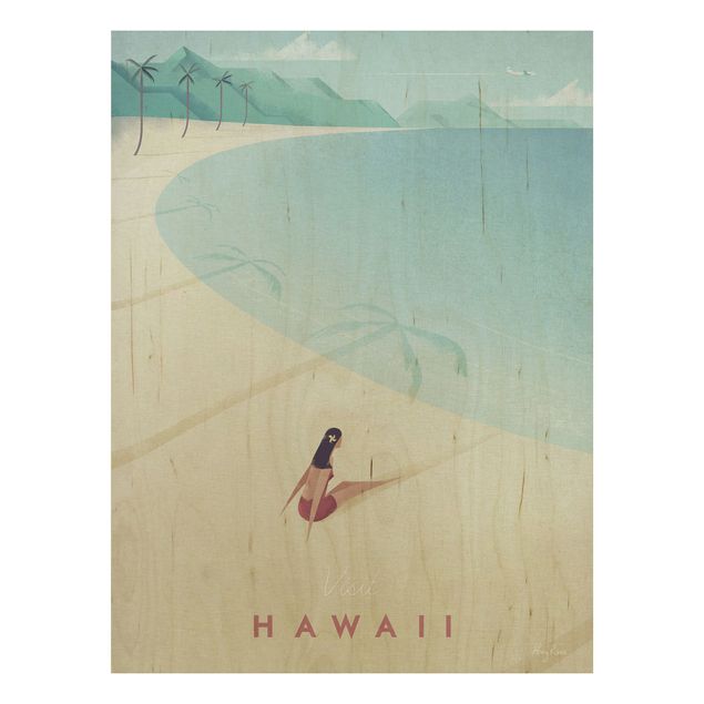 Tableaux en bois avec paysage Poster de voyage - Hawaii