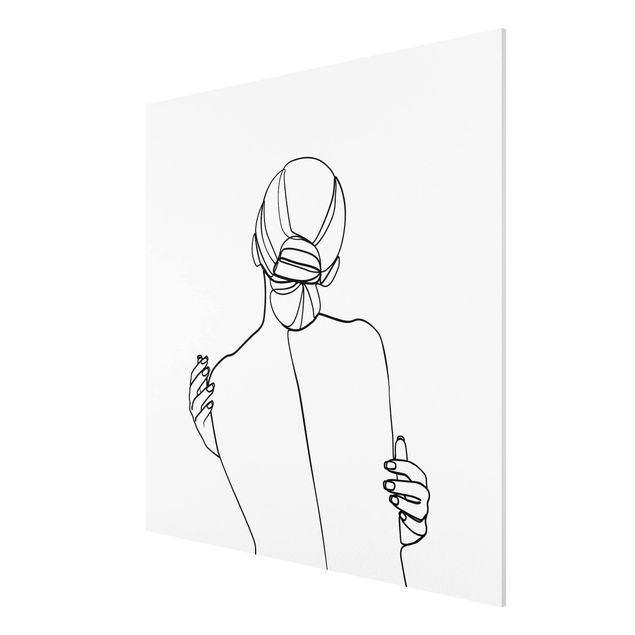 Tableau moderne Line Art Femme dos noir et blanc