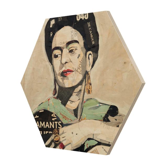 Hexagone en bois - Frida Kahlo - Collage No.4