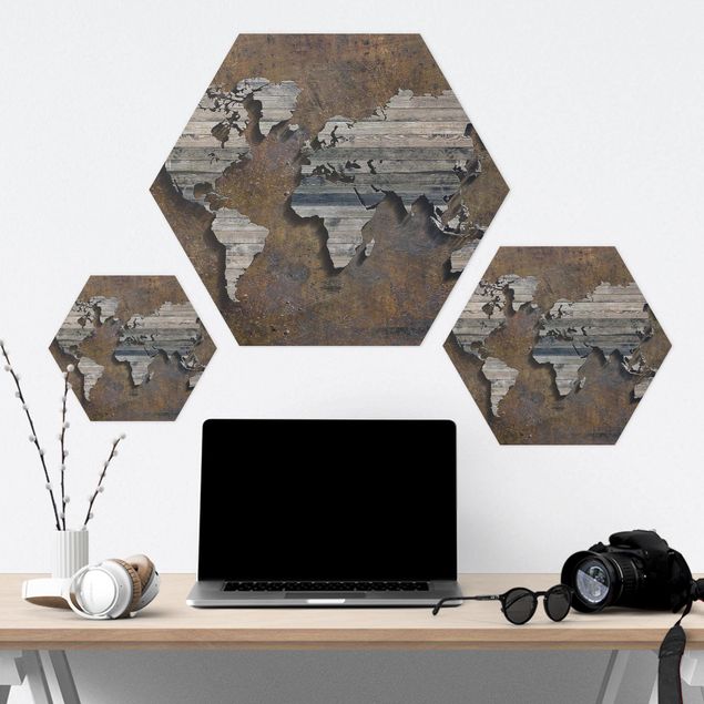Hexagone en forex - Wooden Grid World Map