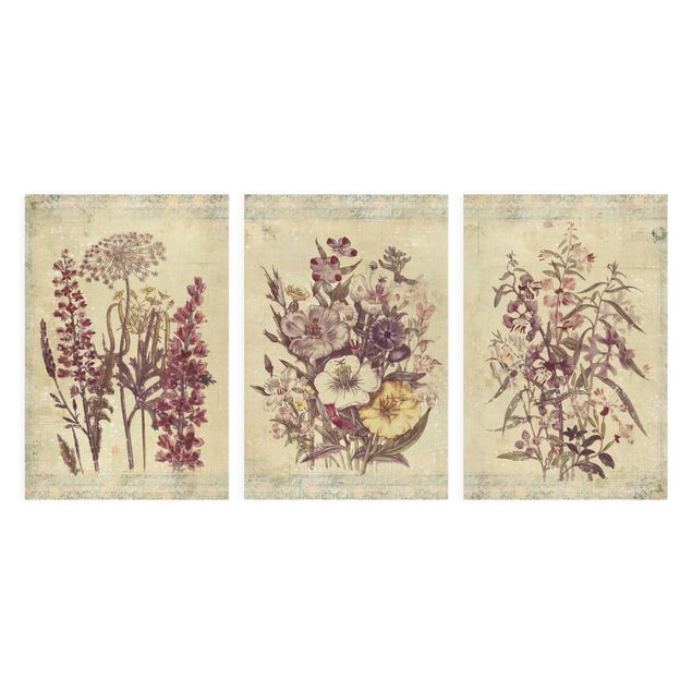 Tableaux muraux Trio de fleurs vintage