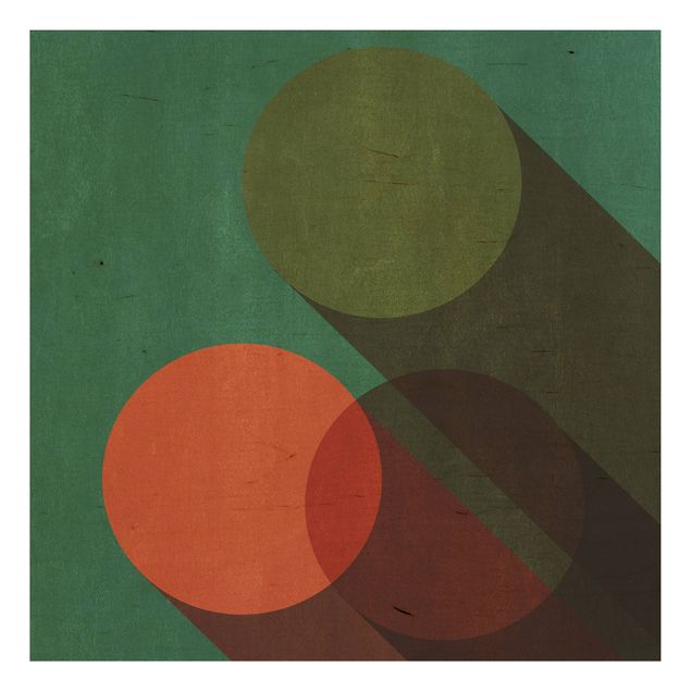 Tableaux Formes abstraites - Cercles en vert et rouge